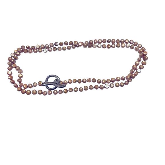 Simon Sebbag Rose Gold and Bronze Stone Bead with Silver Toggle - Picture 1 of 4